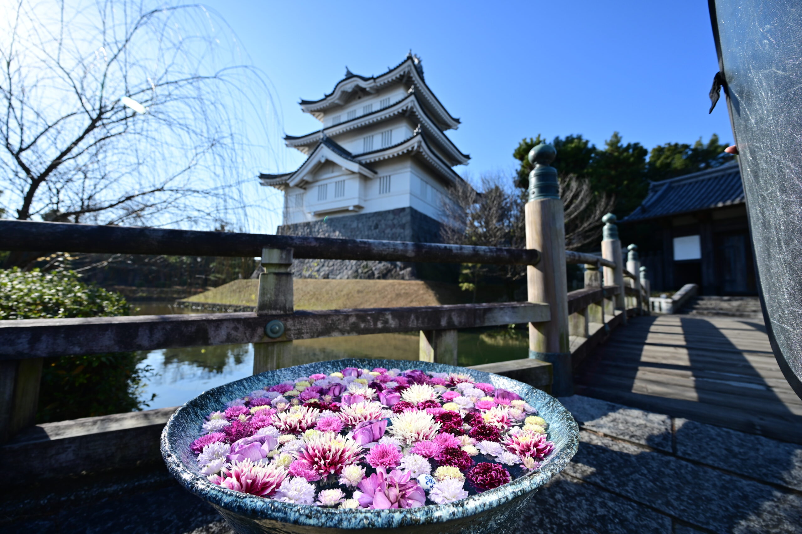 忍城での花手水体験！